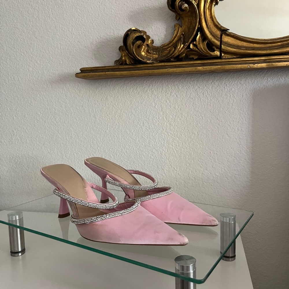 Zara Blush Satin Heels with Sparkling Straps